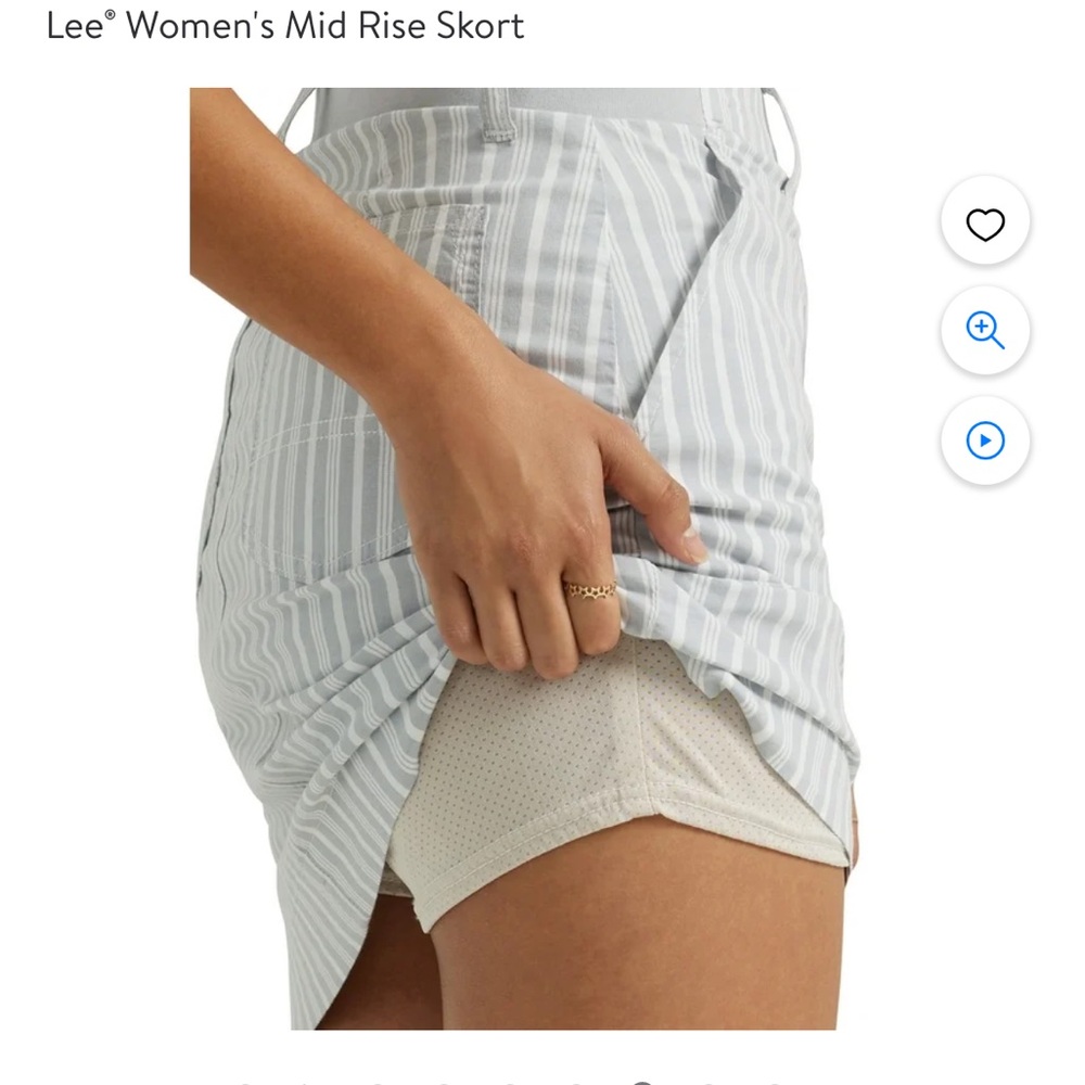 Lee women’s mid rise skirt, white gray, striped size 18 NWT